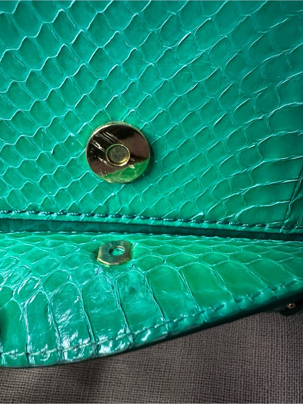 Cole Haan Green Keaton Snake Clutch RESCUE